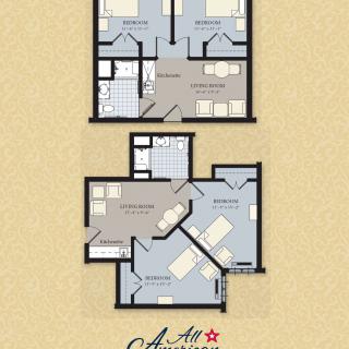 A detailed two-story house floor plan with multiple rooms and common areas.