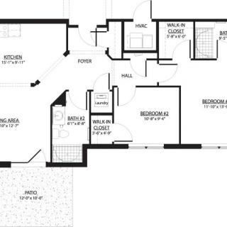 A detailed floor plan showing the layout and dimensions of a residential space.