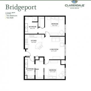 Floor plan of a two-bedroom apartment named Bridgeport.