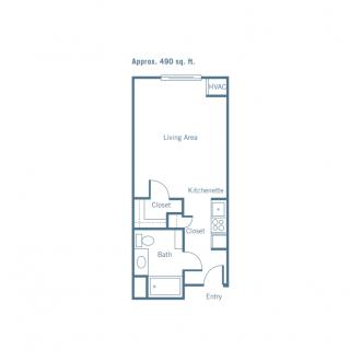 Floor plan of an apartment showcasing a compact layout.