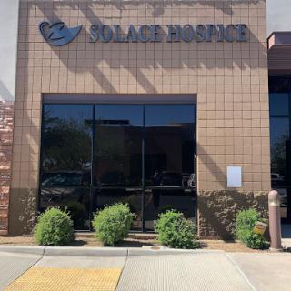 The entrance of a hospice care facility.