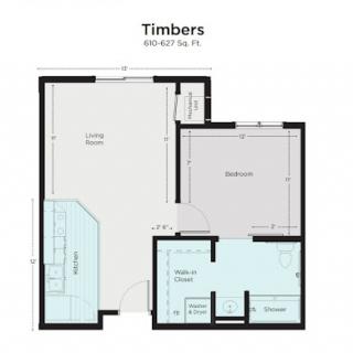 Floor plan of the Timbers layout, showcasing a compact and efficient residential design.