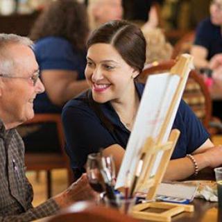 A group of people enjoying an art class together.