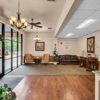 A welcoming lobby area with seating and modern decor.