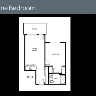 A floor plan of a one-bedroom apartment.
