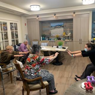 Seniors participating in a group exercise session to promote physical health and wellness.
