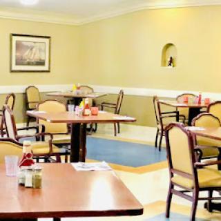 A cozy and inviting dining area in a casual restaurant setting.