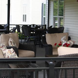 A cozy outdoor seating area, perfect for relaxation and gatherings.