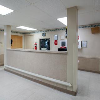 A view of the reception area in a professional setting.