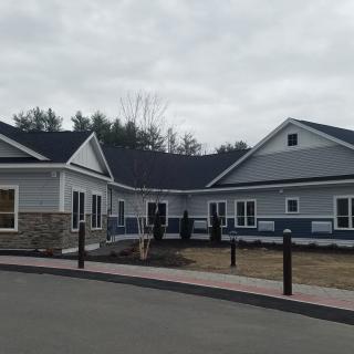 A suburban residential building with a modern design.