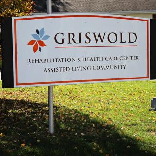 Sign for Griswold Rehabilitation & Health Care Center Assisted Living Community.