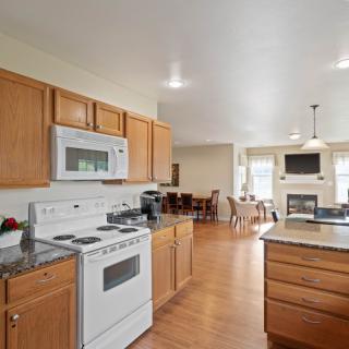 Spacious open-plan kitchen and dining area in a modern home.