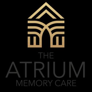 Logo for The Atrium Memory Care featuring an architectural design.