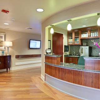 A modern and inviting reception area with elegant design elements.