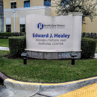 Signage for Edward J. Healey Rehabilitation and Nursing Center.