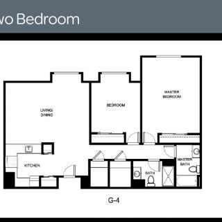 Floor plan of a two-bedroom apartment layout.