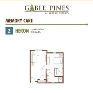 Floor plan for the Heron memory care unit at Gable Pines.