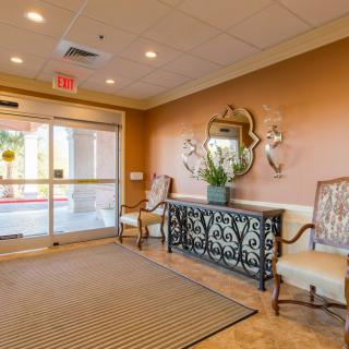 A welcoming lobby area with comfortable seating and elegant decor.