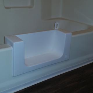 A bathtub with a cutout design for easier accessibility.