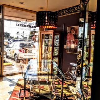 A stylish interior view of a store showcasing contemporary design elements.