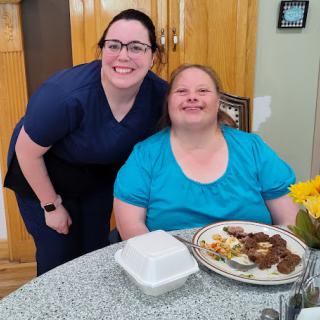 A joyful moment shared over a meal.