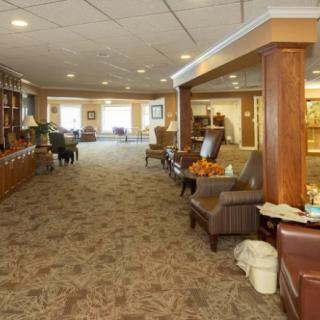 A welcoming lobby area with comfortable seating and warm lighting.