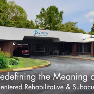 Entrance of a healthcare facility specializing in rehabilitative and subacute care.