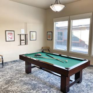 A cozy game room featuring a pool table, perfect for leisure and entertainment.