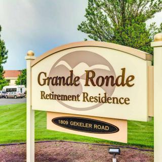 Sign for Grande Ronde Retirement Residence located at 1809 Gekeler Road.