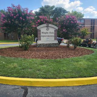 Welcome to Maple Oak Community - a beautifully landscaped entrance.