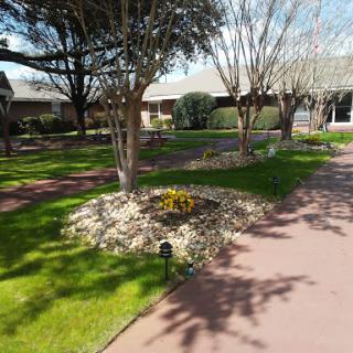 A beautifully landscaped garden featuring vibrant flowers and a peaceful pathway.