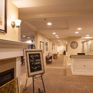 A warmly lit reception area with a welcoming atmosphere.