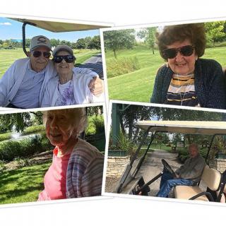 A group of seniors enjoying a day at the golf course.