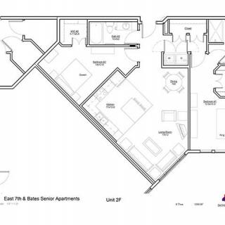 Architectural floor plan of a multi-room apartment unit.