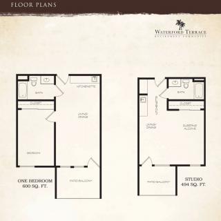 Floor plans for one and two-bedroom apartments at Mountain Trace.