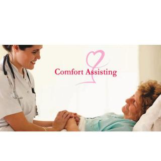 A healthcare professional providing comfort and assistance to an elderly patient.