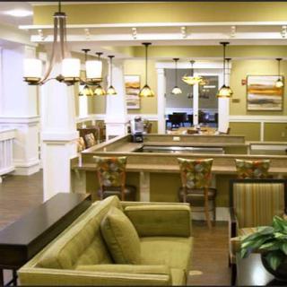 A well-decorated lobby area featuring comfortable seating and ambient lighting.