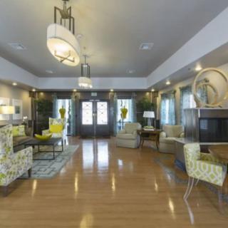 A modern living room with stylish furniture and decor.
