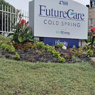 Entrance sign for FutureCare Cold Spring surrounded by vibrant landscaping.