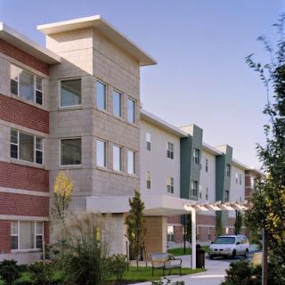 A modern residential building showcasing contemporary architecture.