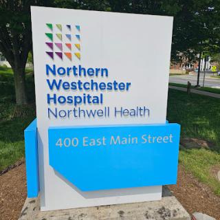 Signage for Northern Westchester Hospital, part of Northwell Health, located at 400 East Main Street.