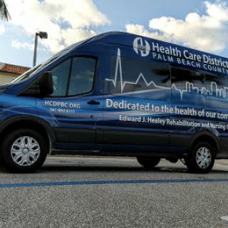 A healthcare vehicle dedicated to promoting the health of the community in Palm Beach County.