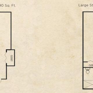 A comparison of two floor plans with different square footage.