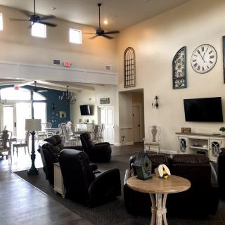 A cozy and modern living room featuring comfortable sofas and stylish decor.