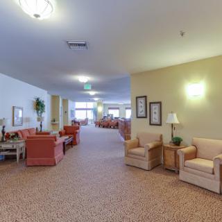 A spacious and inviting lobby area with comfortable seating arrangements.