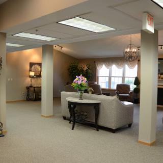 A spacious and inviting lobby with comfortable seating and elegant decor.