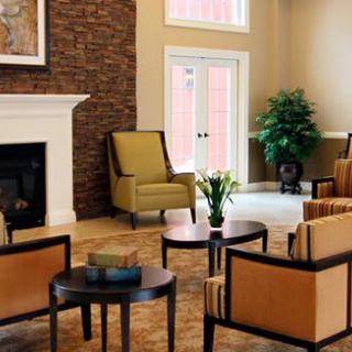 A cozy living room with comfortable seating, a fireplace, and stylish decor.