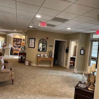 A welcoming lobby area with comfortable seating and elegant decor.