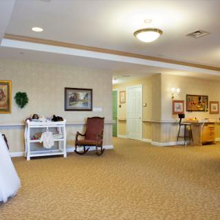 A cozy lobby area with comfortable seating and tasteful decorations.