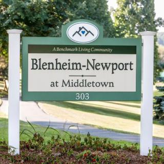 A sign for Blenheim-Newport at Middletown, a community location.